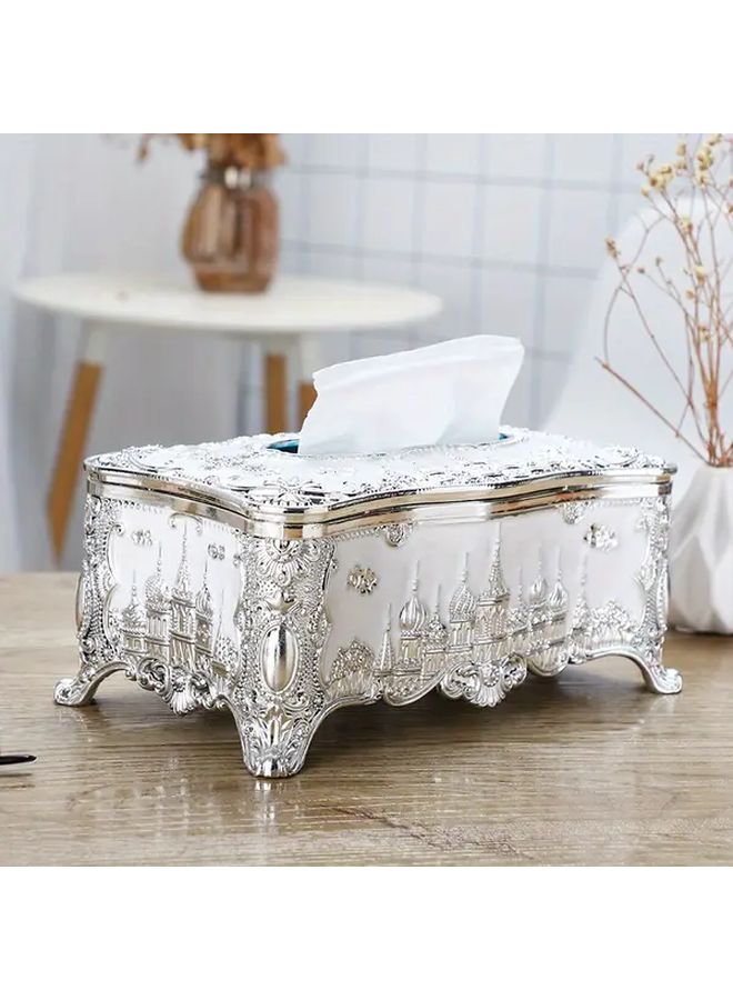 Acrylic Tissue Box White Golden Home Office Hotel Tabletop Decorative Accessory - Image 2