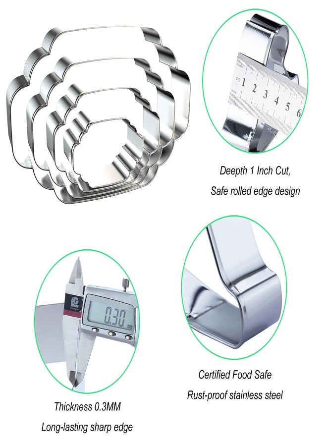 QAAQS Plaque Cookie Cutter Set - 4 Piece Long Oval Frame - 5", "4", "3", "2" Inch - Stainless Steel - Image 3