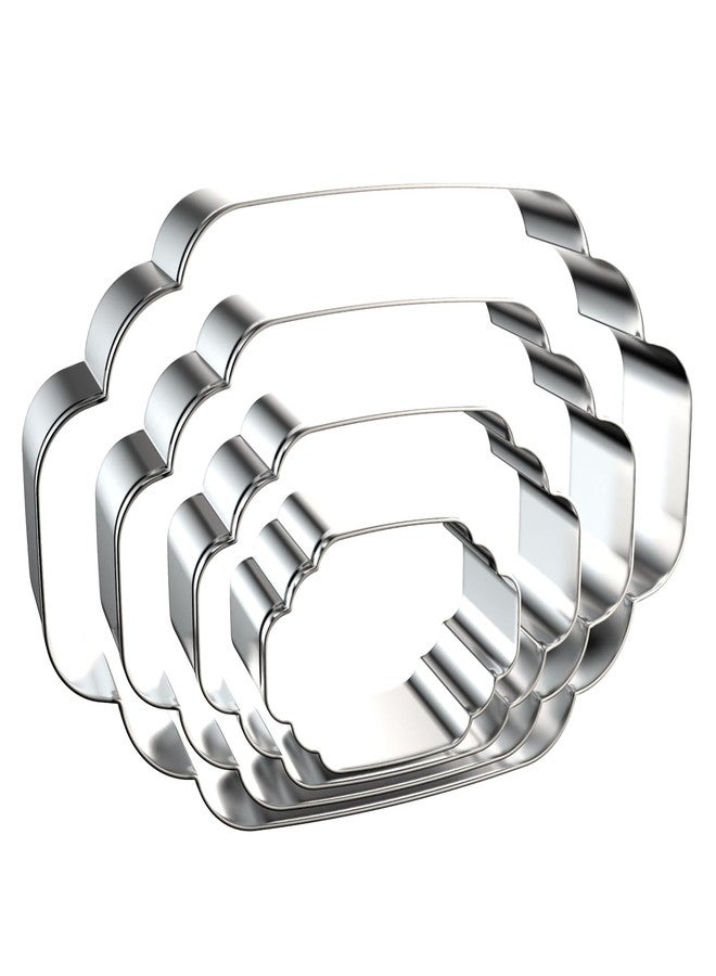 QAAQS Plaque Cookie Cutter Set - 4 Piece Long Oval Frame - 5", "4", "3", "2" Inch - Stainless Steel - Image 1