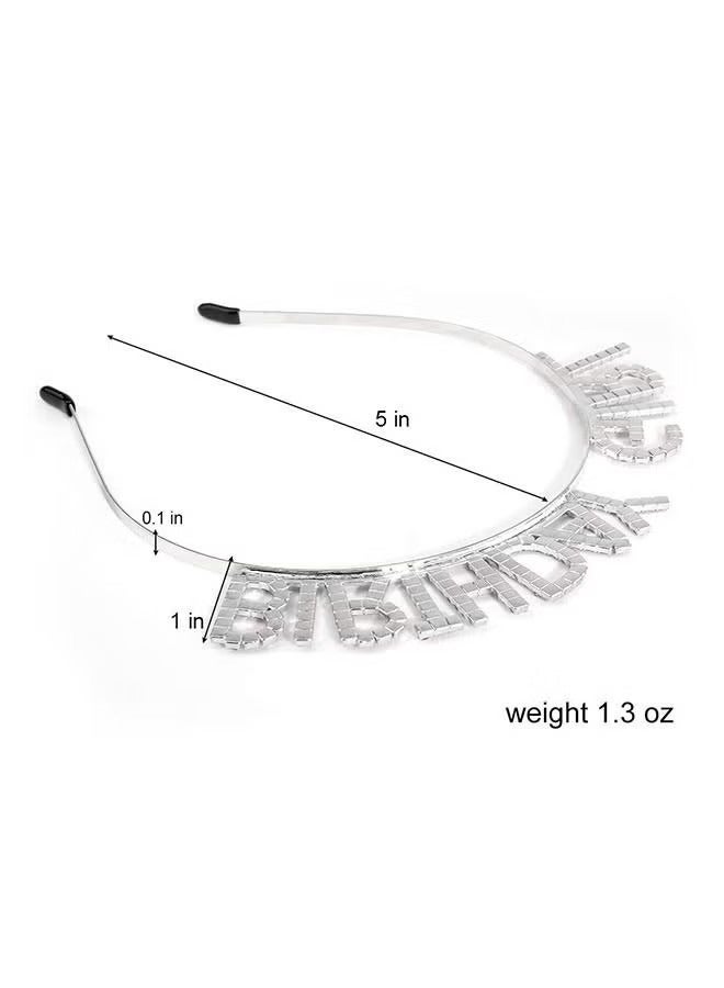 Birthday Party Rhinestone Alphabet Birthday Hair Hoop, GirL's Birthday GirL Headband Headdress, Crown Crystal With Diamond (Pink) - Image 2