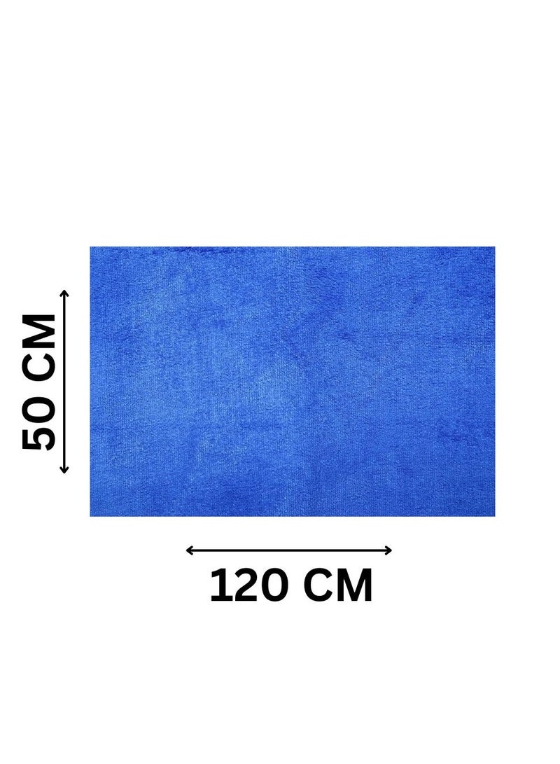 منشفة رياضية سريعة الجفاف مصنوعة من ألياف دقيقة فائقة النعومة، نسيج نانو قوي الامتصاص للماء، خفيفة الوزن وسريعة الجفاف، منشفة سفر رياضية منزلية 50 × 120 سم، زرقاء. - Image 3