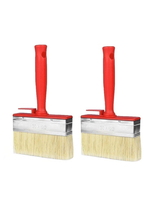 2 Pack Paint Brushes, Fence Paint Brushes Set, Renovation Tools, Wall Painting Tools, Removable Block Brushes 120 Mm Fence Brush Paint Decking Brush (Red)