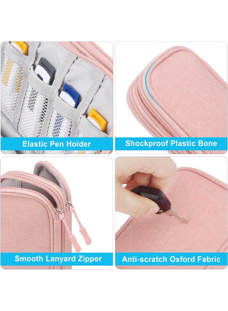 Lacdo USB Flash Drive Case Thumb Drive Holder Case Organizer Portable Electronic Accessories Storage Bag for SanDisk/SamData/Samsung USB Flash Drives Jump Drive Memory Stick, SD Card, Cable,Light Pink - Image 2