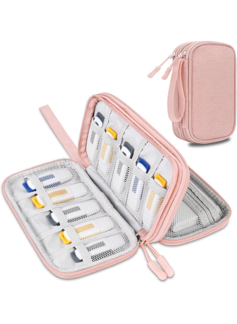 Lacdo USB Flash Drive Case Thumb Drive Holder Case Organizer Portable Electronic Accessories Storage Bag for SanDisk/SamData/Samsung USB Flash Drives Jump Drive Memory Stick, SD Card, Cable,Light Pink - Image 1