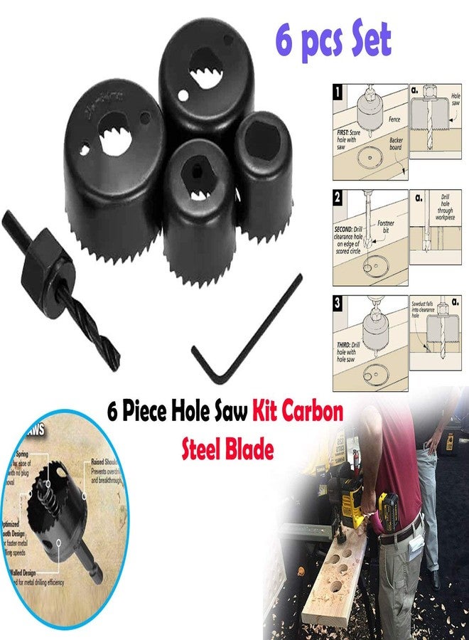 Oblivion 6Pc Hole Saw Drill Bit Set - Circular Cutting Tool 32mm, 38mm, 44mm, 54mm Bi-Metal Heavy-Duty Bits for Wood & Metal, Multi-Size Saws with Quick-Change Power Accessories - Professional Kit. - Image 4