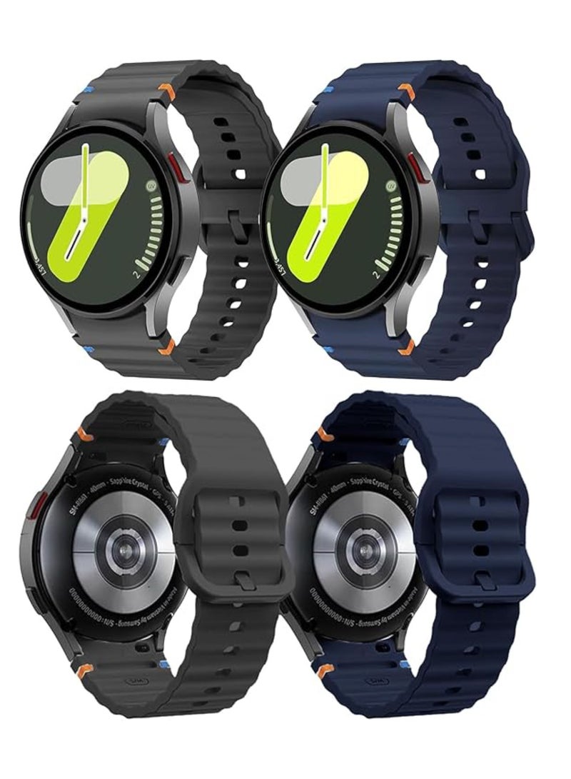 Aookay 2 Pcs Band Compatible with Samsung Galaxy Watch 7 FE 6 5 4 Strap 40mm 44mm/Watch 6 Classic 43mm 47mm/Watch 5 Pro 45mm/Watch 4 Classic 42mm 46mm, No Gap Silicone Band (Black+Midnight Blue) - Image 1