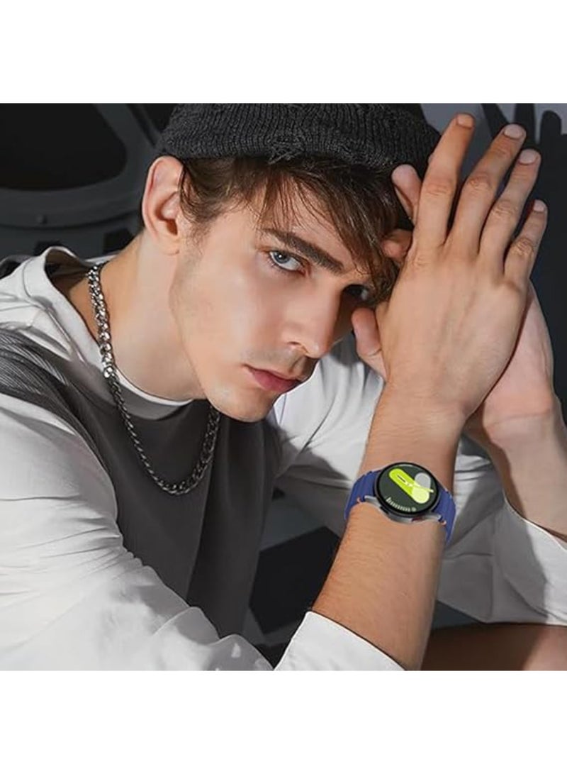 Aookay 2 Pcs Band Compatible with Samsung Galaxy Watch 7 FE 6 5 4 Strap 40mm 44mm/Watch 6 Classic 43mm 47mm/Watch 5 Pro 45mm/Watch 4 Classic 42mm 46mm, No Gap Silicone Band (Black+Midnight Blue) - Image 5