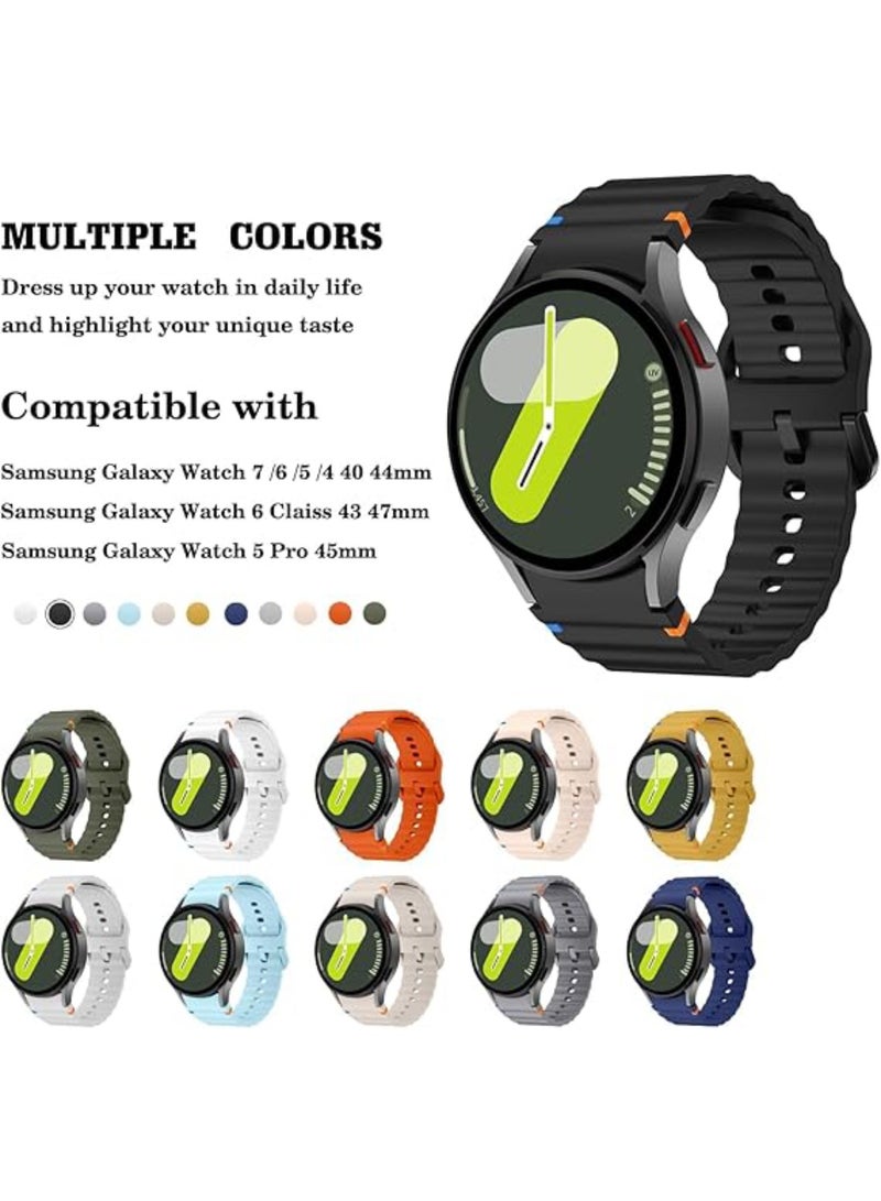 Aookay 2 Pcs Band Compatible with Samsung Galaxy Watch 7 FE 6 5 4 Strap 40mm 44mm/Watch 6 Classic 43mm 47mm/Watch 5 Pro 45mm/Watch 4 Classic 42mm 46mm, No Gap Silicone Band (Black+Midnight Blue) - Image 2