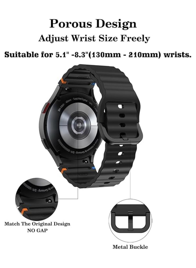Aookay 2 Pcs Band Compatible with Samsung Galaxy Watch 7 FE 6 5 4 Strap 40mm 44mm/Watch 6 Classic 43mm 47mm/Watch 5 Pro 45mm/Watch 4 Classic 42mm 46mm, No Gap Silicone Band (Black+Midnight Blue) - Image 4