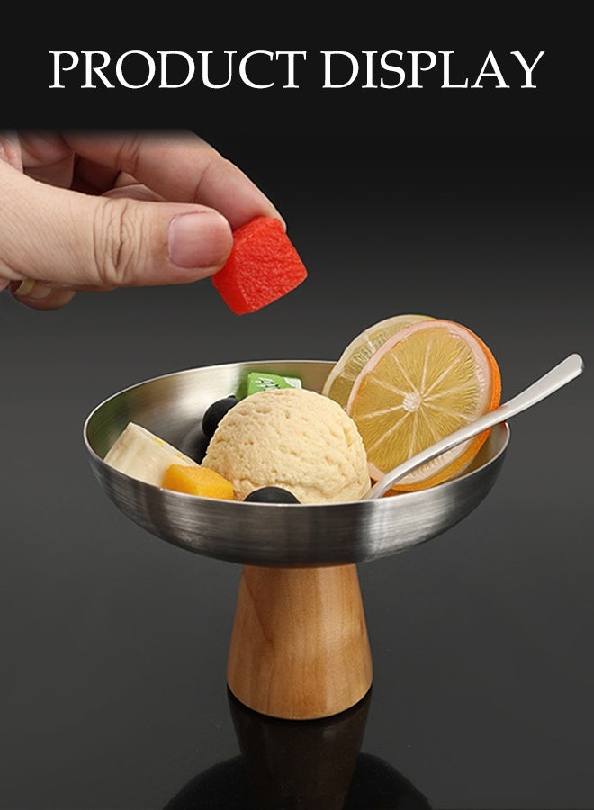 DUNISO 2Pcs Stainless Steel Dessert Cup High Footed Design Dessert Bowl Elegant Mousse Bowl for Ice Pudding and Salads Decorative Fruit Dish Holder Dessert Display Stand Fruit Tray Table Decoration - Image 2