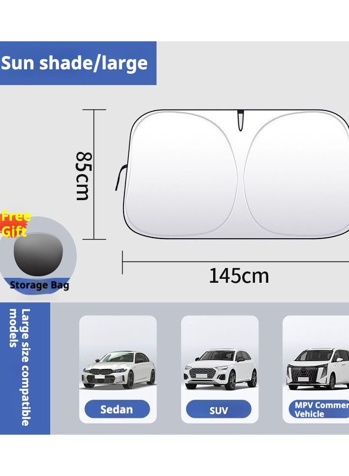 Generic Foldable Car Windshield Sunshade with Storage Pouch: Reflective UV Blocker & Heat Shield – Keep Your Vehicle Cool Instantly  - Image 1