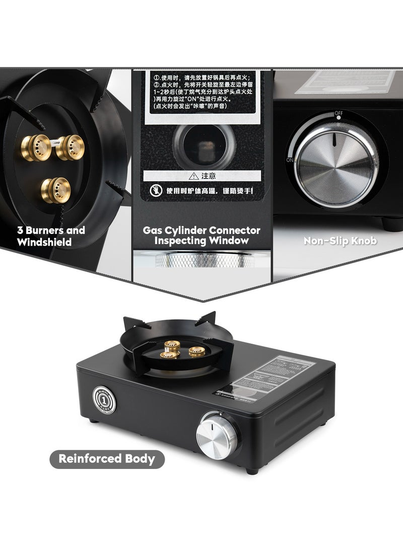 موقد غاز البوتان المحمول 3500 واط عالي القوة - مقاوم الرياح مع وصلة مغناطيسية وحقيبة حمل، مثالي للتخييم والشواء - Image 3