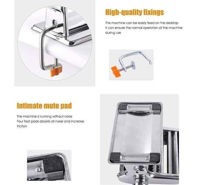 CHALISA Pasta Maker Machine Stainless Steel 3 in 1 Pasta Maker Noodles Cutter Roller Machine Vegetable Pasta Machine Noodles Cutter with Clamp for Spaghetti, Fettuccini, Lasagna Dumpling Skins - Image 4