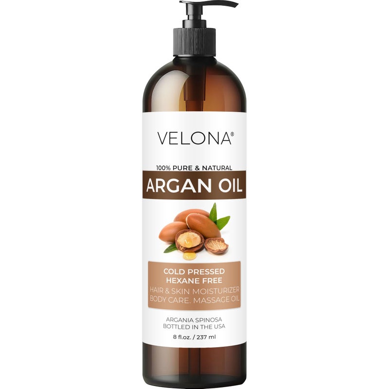 velona Argan Oil - 8 Fl Oz | 100% Pure and Natural | Morocco Oil | Skin, Body and Face Care | Nails Protector | Unrefined, Cold Pressed | Cap Kit - Image 1