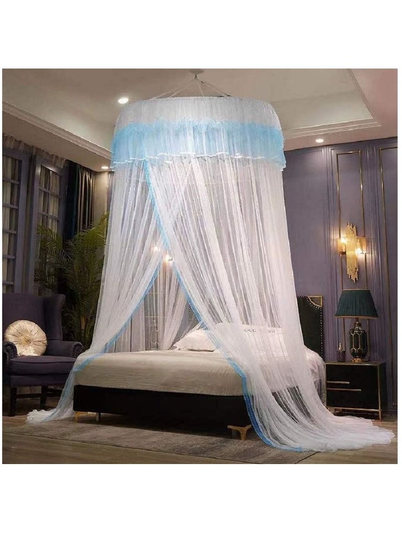 Round Dome Canopy Lace Polyester Bed Mosquito Net (White)