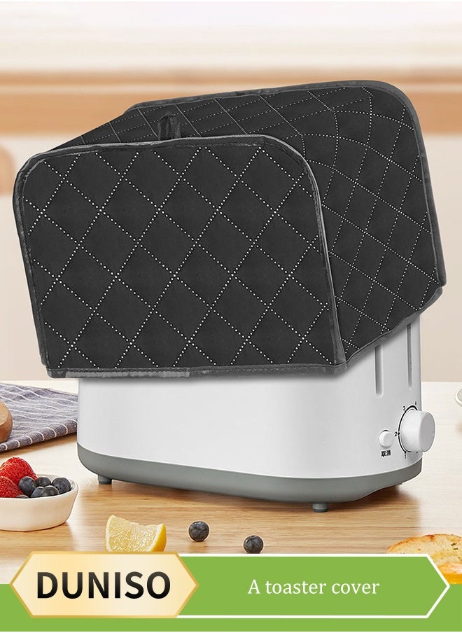 DUNISO 4 Slice toaster cover, household kitchen appliance dust cover, toaster protective bag, dustproof and waterproof, can be hung, suitable for small kitchen appliances, 33*27*21.5cm, black  - Image 1