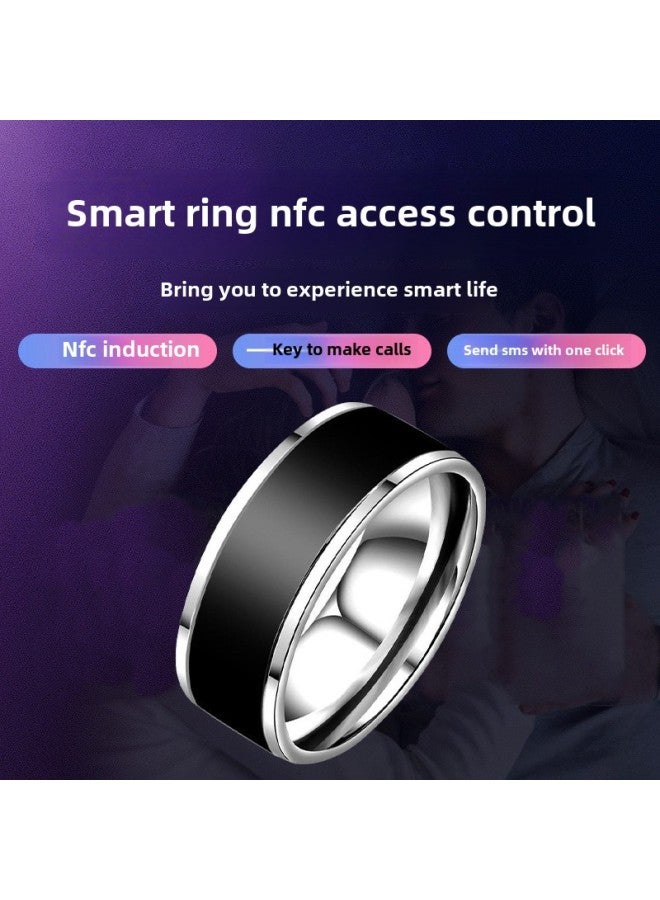حلقة ذكية بتقنية NFC، تقنية بلوتوث سوداء، حلقة بلوتوث تعمل بالطاقة الشمسية متعددة الوظائف، درجة حرارة أندرويد سحرية مع مقاومة للماء - اللون: 【حلقة مقاومة للماء】 فضي رقم 10 محيط الإصبع 62.1 ملم - Image 1