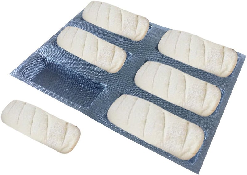 BLUE DROP Silicone Bread Forms Square Shape Bread Molds Non Stick Bakery Trays Silicone Coated Fiber Glass 6 Caves Rectangle Moulds - Image 2