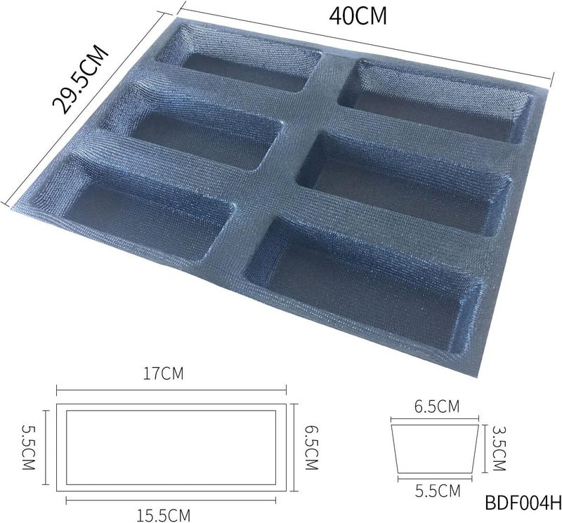 BLUE DROP Silicone Bread Forms Square Shape Bread Molds Non Stick Bakery Trays Silicone Coated Fiber Glass 6 Caves Rectangle Moulds - Image 3