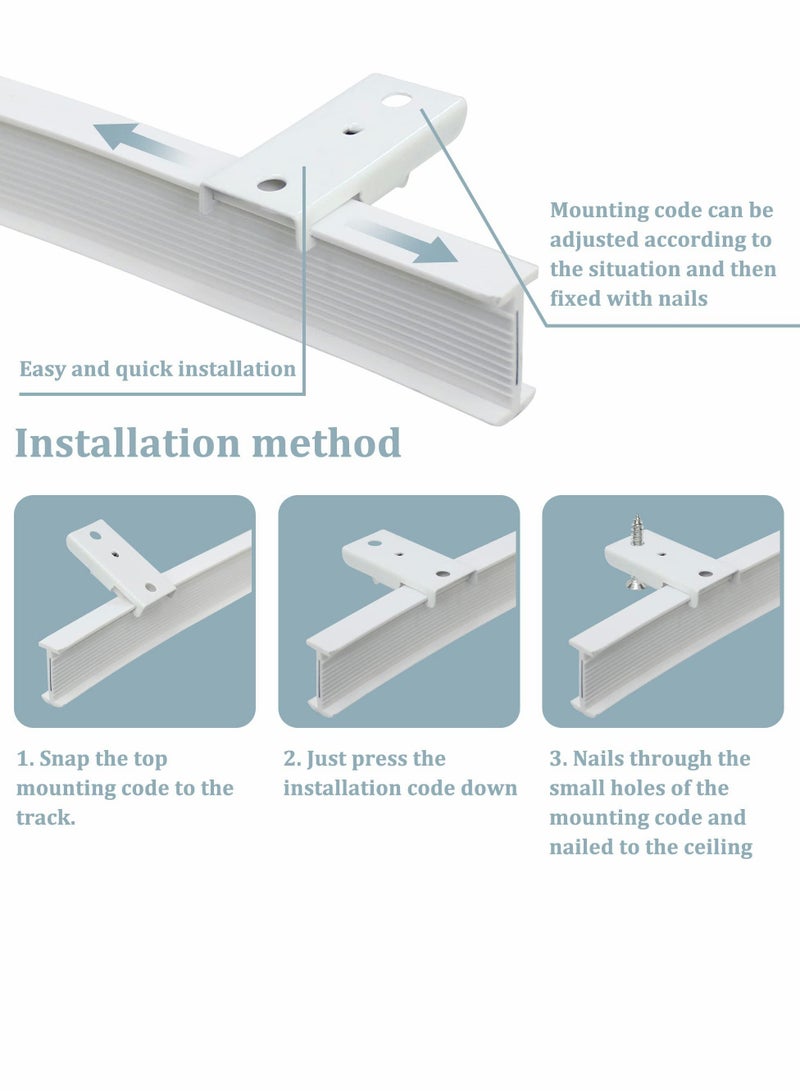 Ceiling Track Mounting Bracket, Curtain Track Bracket Slide Rail Accessories, DIY Mount for Straight or Curved Curtain Track, Side Mount or Ceiling Mount (38 Pcs) - Image 3