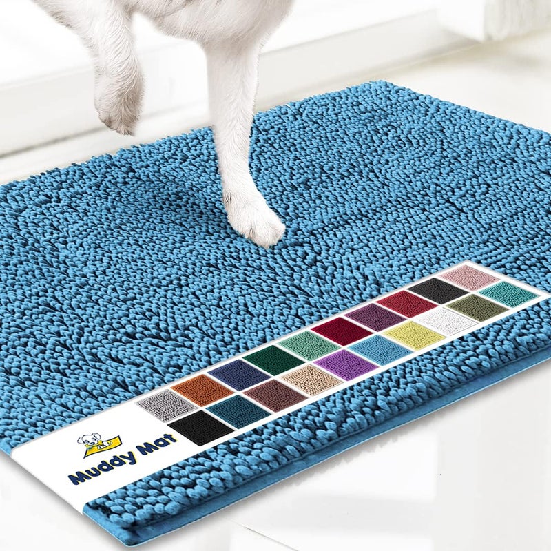 Muddy Mat Super Absorbent Door Mat Indoor Microfiber Quick Dry Chenille Entryway Rug NonSlip Front Door Mat Indoor Mats for Entryway Machine Washable Pet Rug Sky Blue 18x28