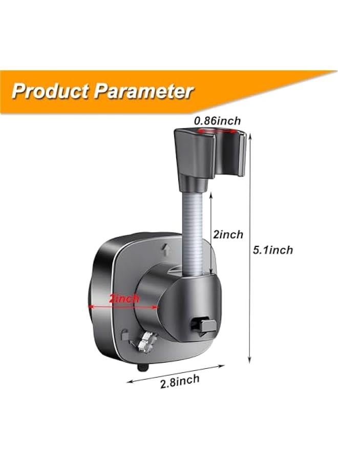 Shower Head Holder Wall Mount - 360° Adjustable Handheld Shower Bracket with Strong Suction Cup, No-Drill Tool-Free Installation, Multi-Angle Removable Gray Shower Arm Mount for Modern Bathroom - Image 2