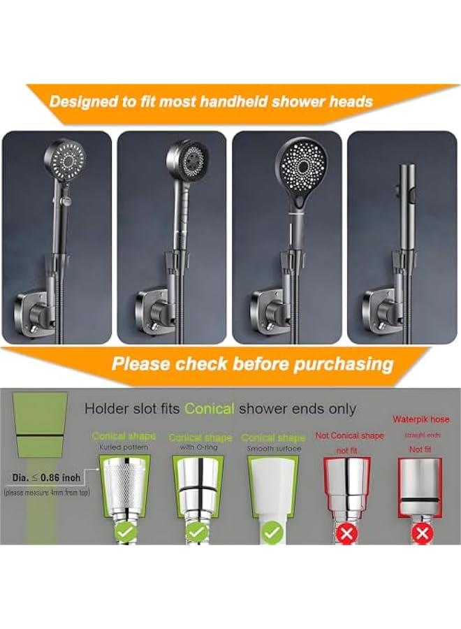 Shower Head Holder Wall Mount - 360° Adjustable Handheld Shower Bracket with Strong Suction Cup, No-Drill Tool-Free Installation, Multi-Angle Removable Gray Shower Arm Mount for Modern Bathroom - Image 4