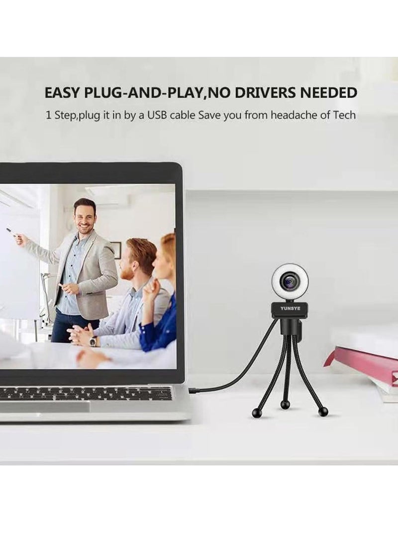 YUNSYE - USB Webcam, 1080P Streaming Webcam with Microphone for PC,MAC, Laptop, Plug and Play Web Camera for Youtube,Skype, Video Calling, Studying, Conference, Teams, Zoom - Image 1