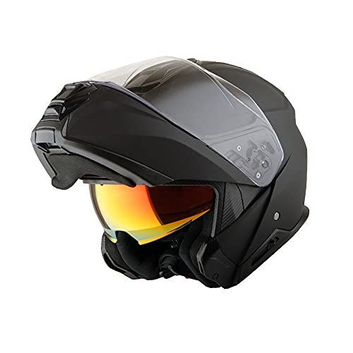 Martian Motorcycle Modular Full Face Helmet Flip up Dual Visor Sun Shield HG362 Matt Black - Image 1