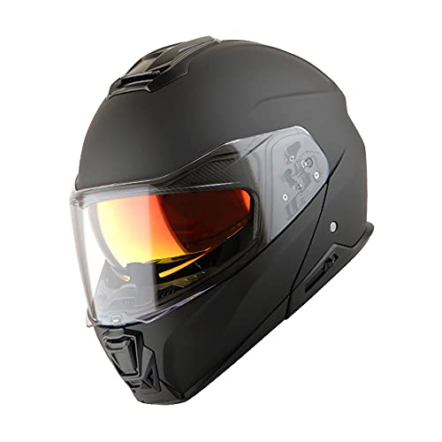 Martian Motorcycle Modular Full Face Helmet Flip up Dual Visor Sun Shield HG362 Matt Black - Image 3