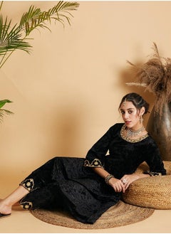 Women Black Velvet Embroidered Gathered Kurta - pzsku/ZC4E15E7BAAAE52B0C0A0Z/45/_/1707472854/4daad76d-00d9-4b67-b379-dfe50a769eaa