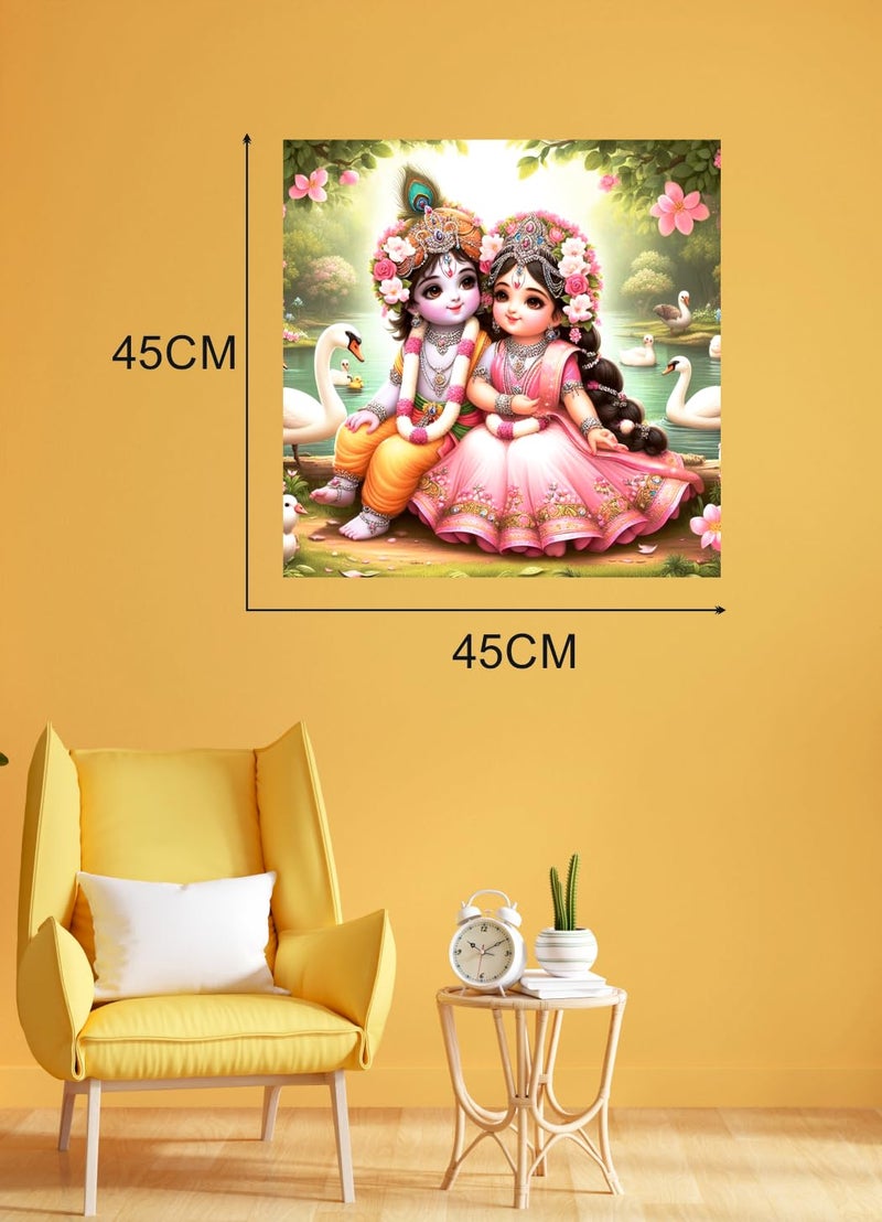 Techgifti Pink Cute Krishna And Radha Wall Poster For Living Room, Pooja Room, Office (Size - 46CM X 46CM) - Image 4