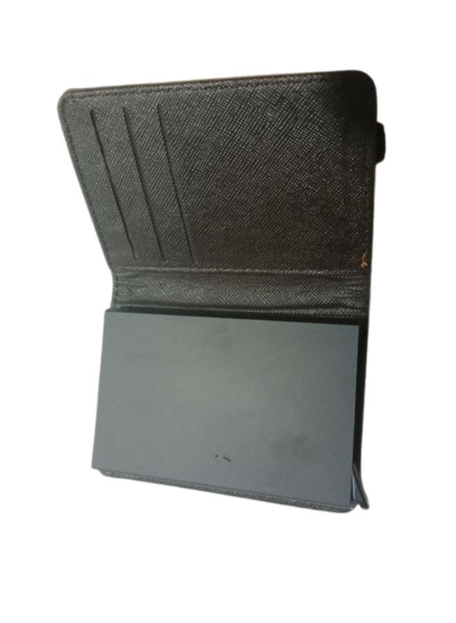 حافظة كروت رفيعة مزودة بنظام حجب تقنية تحديد الهوية بموجات الراديو ، مصنوعة من الجلد والالومنيوم حاملة البطاقات الائتمانية والتجارية للرجال والنساء  جلد ألومنيوم - Image 2