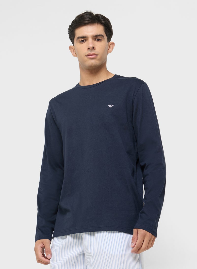 امبوريو ارماني طقم تي شيرت بياقة دائرية وبيجامة - Image 3