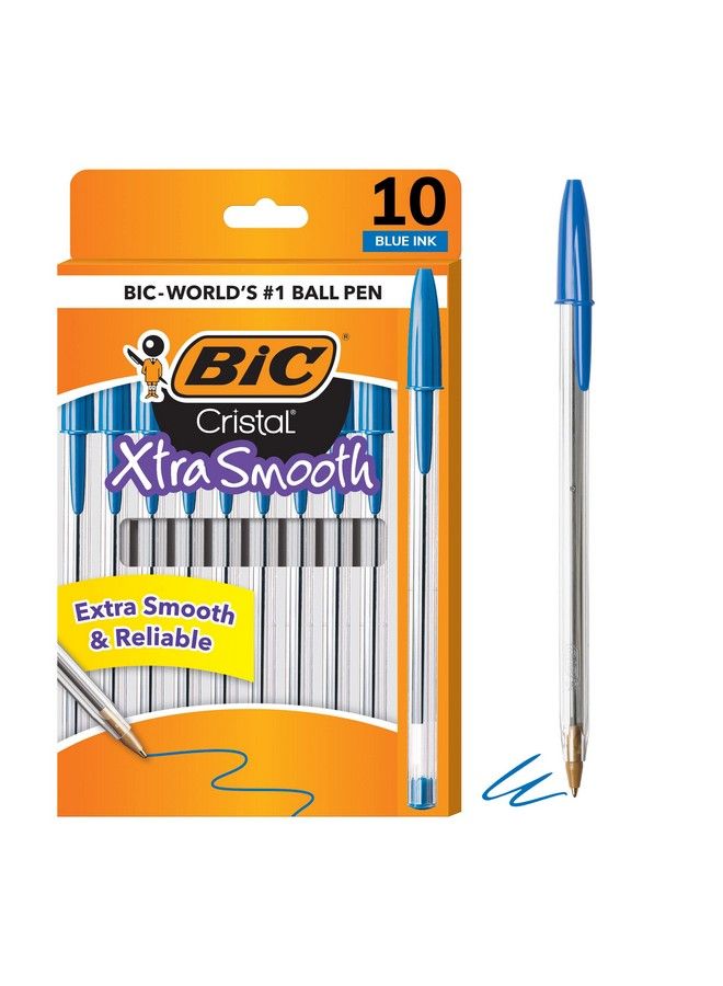 Bic قلم حبر جاف كريستال إكسترا سموذ متوسط النقطة (1.0 مم) أزرق 10 قطع - Image 1