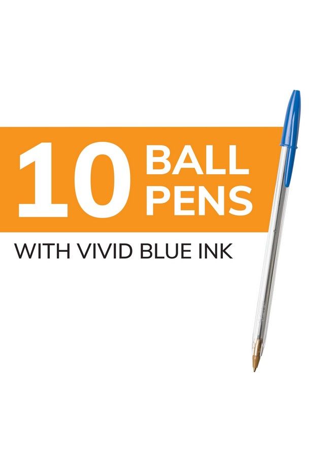 Bic قلم حبر جاف كريستال إكسترا سموذ متوسط النقطة (1.0 مم) أزرق 10 قطع - Image 3