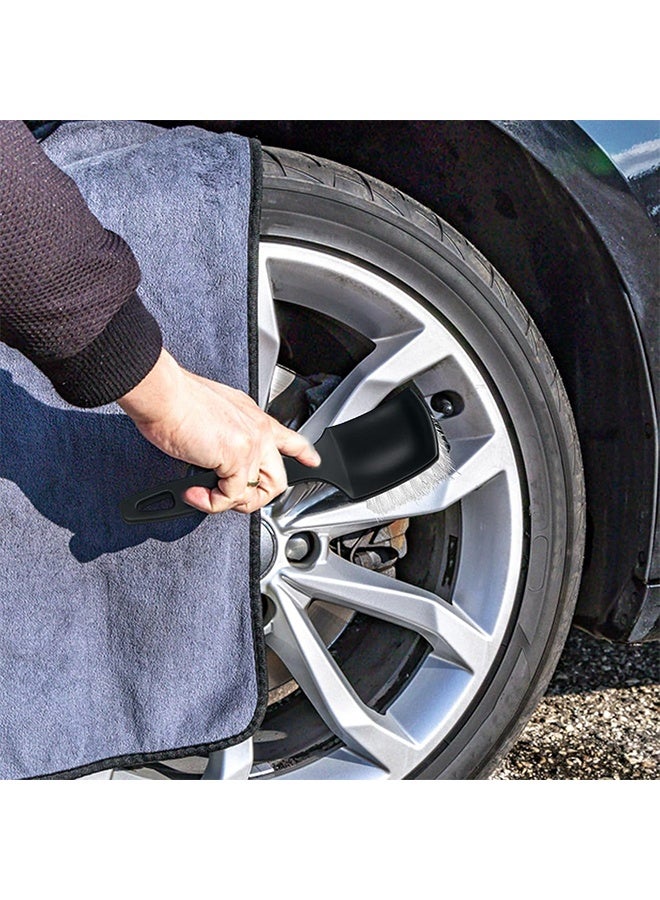 2Pcs Detailing Car Wheel Cleaning Brush,Car Tire Cleaning Brush With Sturdy Bristles For Tough Dirt,Easy Dirt Removal Bristles With Comfortable Handle,For Car, Motorcycle,Bicycle Cleaning - Image 4