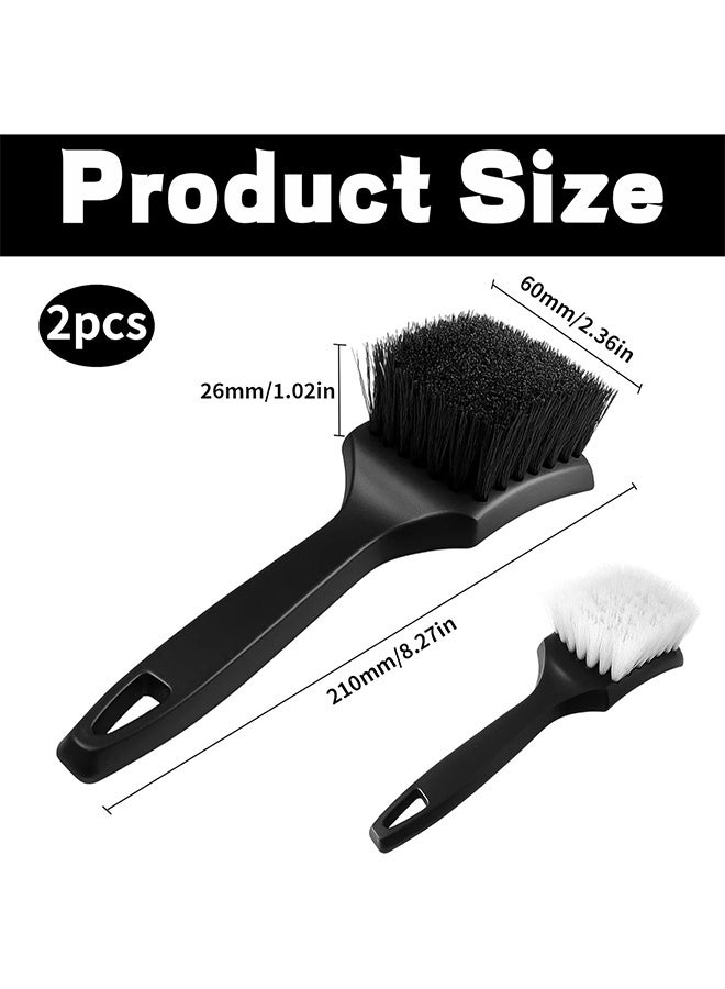 2Pcs Detailing Car Wheel Cleaning Brush,Car Tire Cleaning Brush With Sturdy Bristles For Tough Dirt,Easy Dirt Removal Bristles With Comfortable Handle,For Car, Motorcycle,Bicycle Cleaning - Image 3
