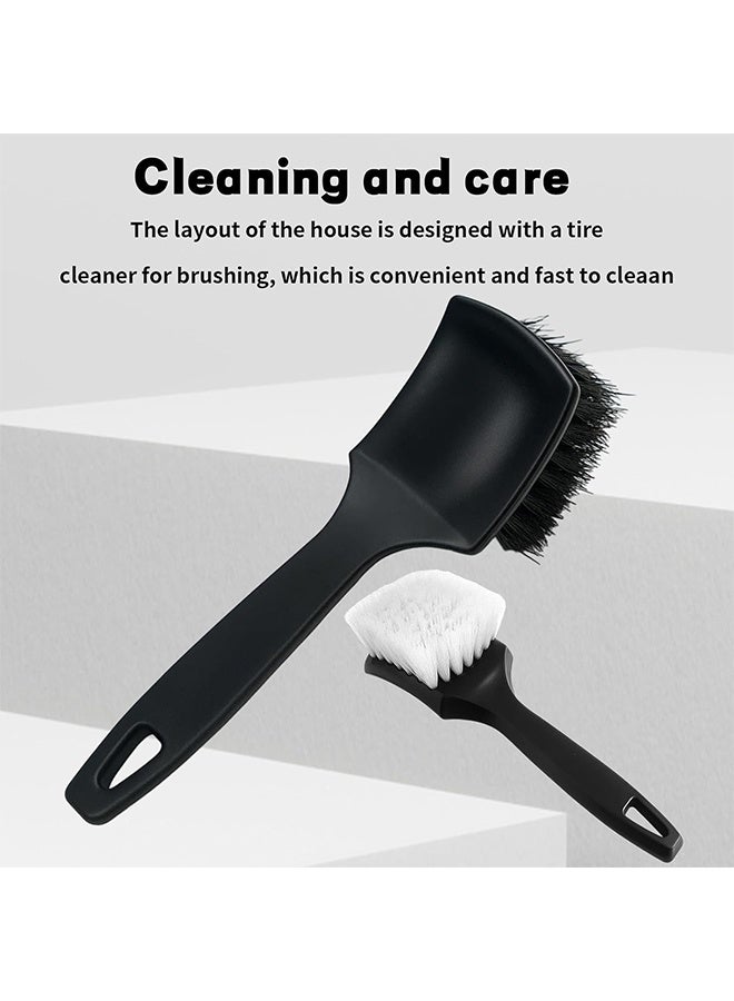 2Pcs Detailing Car Wheel Cleaning Brush,Car Tire Cleaning Brush With Sturdy Bristles For Tough Dirt,Easy Dirt Removal Bristles With Comfortable Handle,For Car, Motorcycle,Bicycle Cleaning - Image 5
