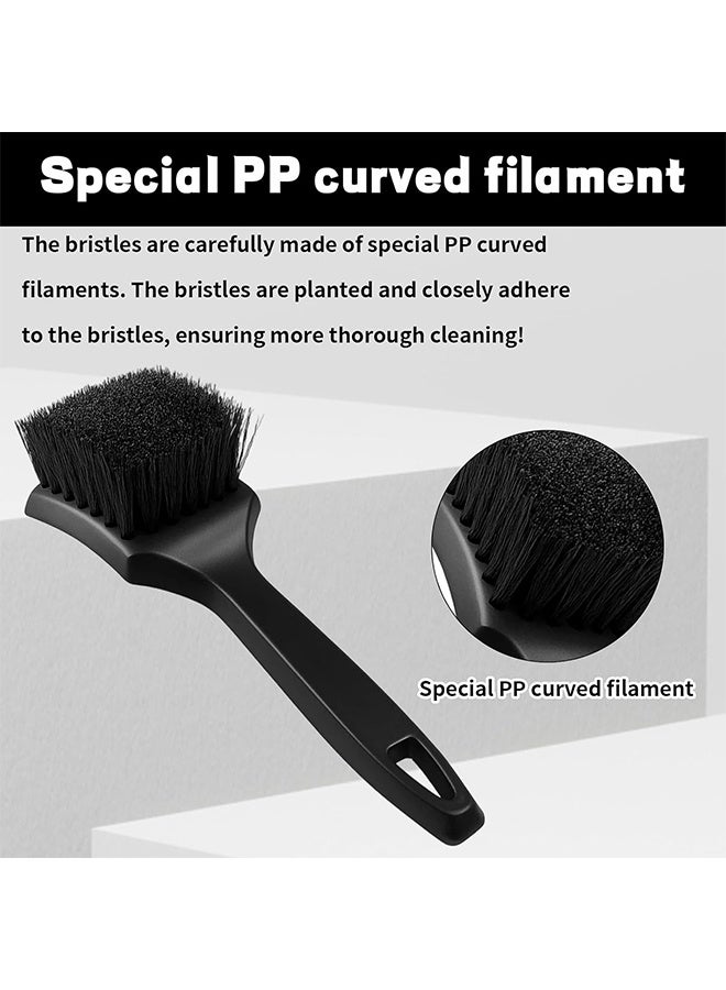 2Pcs Detailing Car Wheel Cleaning Brush,Car Tire Cleaning Brush With Sturdy Bristles For Tough Dirt,Easy Dirt Removal Bristles With Comfortable Handle,For Car, Motorcycle,Bicycle Cleaning - Image 2