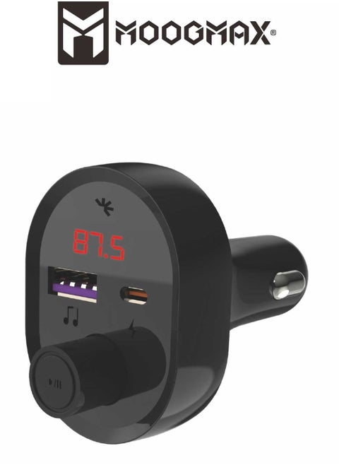 MP3 Bluetooth and Car Charger with multi Charging Ports (Type-C PD and USB) 20W, with Type-C iPhone Charging Cable