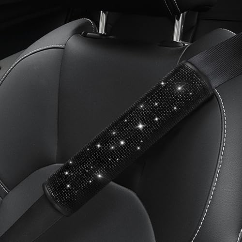 surpassme 2PC Bling Car Seatbelt Covers Rhinstone Car Seat Belt CoversPads with Crystal for Releasing ShoulderNeck Pressure Car Accessorizes for Car SUV TruckBlack - Image 1