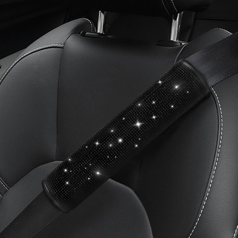 surpassme 2PC Bling Car Seatbelt Covers Rhinstone Car Seat Belt CoversPads with Crystal for Releasing ShoulderNeck Pressure Car Accessorizes for Car SUV TruckBlack - Image 3