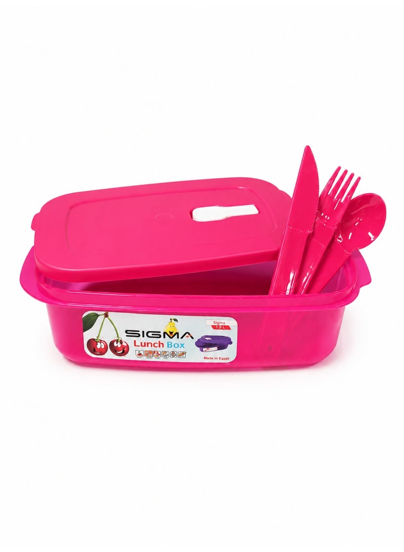 SIGMA Title Sigma Lunch Box 1.5L with Spoon, Fork & Knife – Reusable Food Container with Secure Lid - Image 2