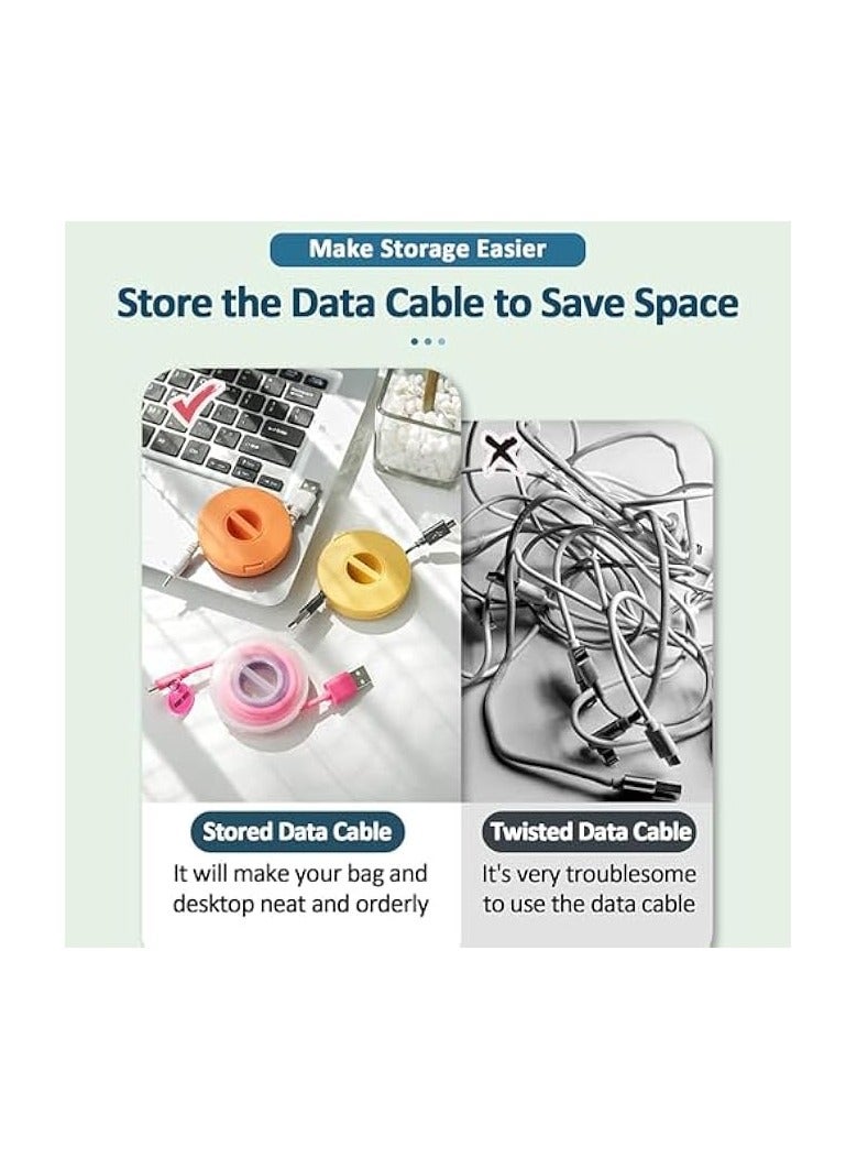 erorex 8PCS Portable Cable Winder, 4 Colors Round Travel Cord Organizer Keeper Box, Retractable Cable Holder for Wrapping Earbuds USB Phone Mouse Cords Earphone Wire Charger - Image 4