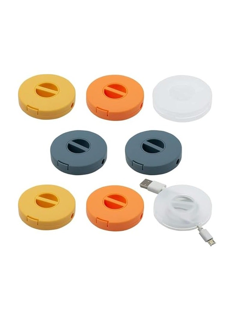 erorex 8PCS Portable Cable Winder, 4 Colors Round Travel Cord Organizer Keeper Box, Retractable Cable Holder for Wrapping Earbuds USB Phone Mouse Cords Earphone Wire Charger - Image 1