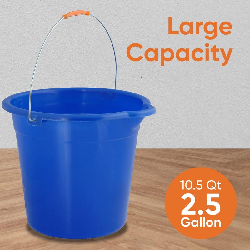 Superio Mop Bucket 2.5 Gallon Bucket for Cleaning - Plastic Car Wash Bucket with Grip Handle - Royal Blue Small Durable Plastic Pail for Fishing, Mopping, Cleaning Camping -10 Liter - Image 2