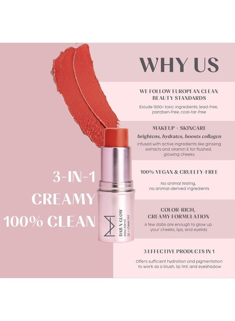 House Of Makeup Dab N Glow Lip Tint | Pigmented Blusher For Face Makeup | Creamy, Easy-Blend | For All Women | Multi-Use Tint for Cheeks And Lips | 8 gms | Peach Cobbler - Image 2