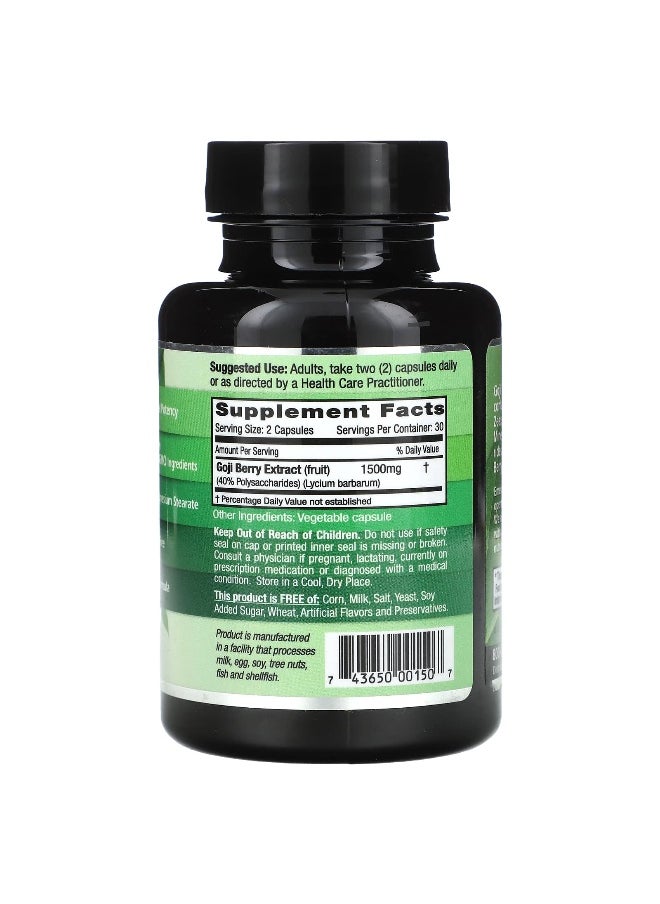 Emerald Laboratories Emerald Laboratories, Goji Berry, 1,500 mg, 60 Vegetable Caps (750 mg per Capsule)  - Image 2