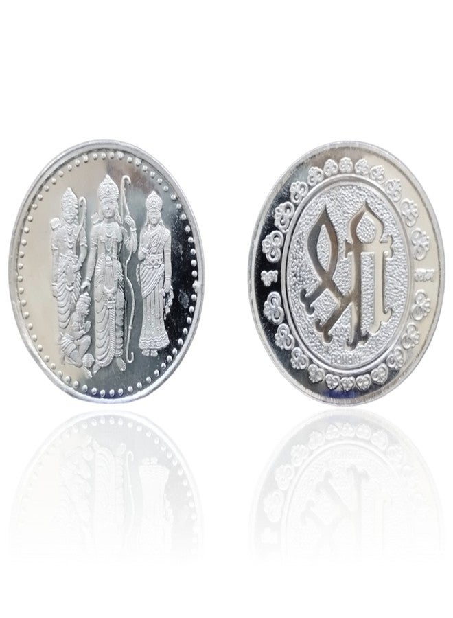 NINE10 Silver Plated Coins 10 Grams German Silver of Ram Darbar for Ram Navami Pooja or Diwali Gift Items for Men, Women, Staff, Customer, Clients, Corporate with Velvet Gift Box (Pack of 2 Pcs) - Image 3